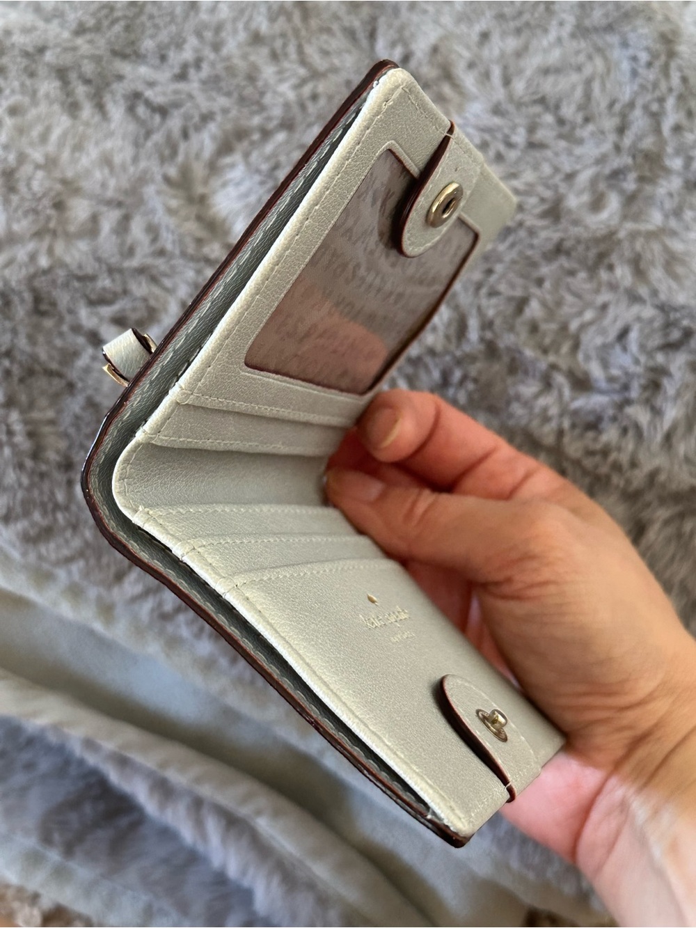 kate spade silver glitter compact slim bi-fold wallet with coin purse - Picture 12 of 12